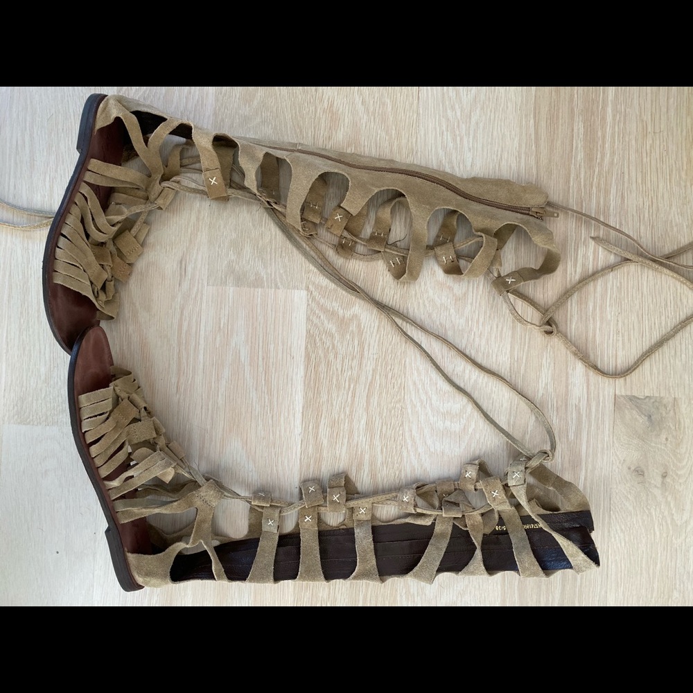 Free People tan suede gladiator sandals